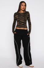 Don't Rein Me In Long Sleeve Baby Tee Camo