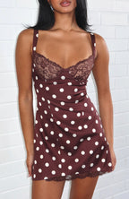 Admire You Mini Dress Choc/Cream Polka Dot