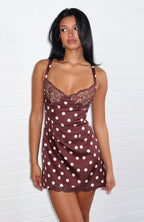 Admire You Mini Dress Choc/Cream Polka Dot