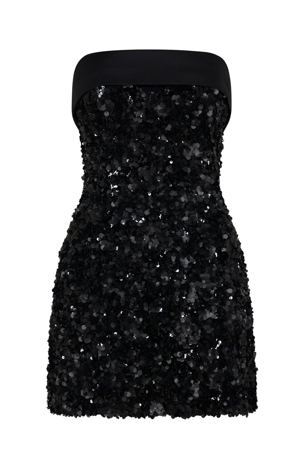 All In Strapless Sequin Mini Dress Black