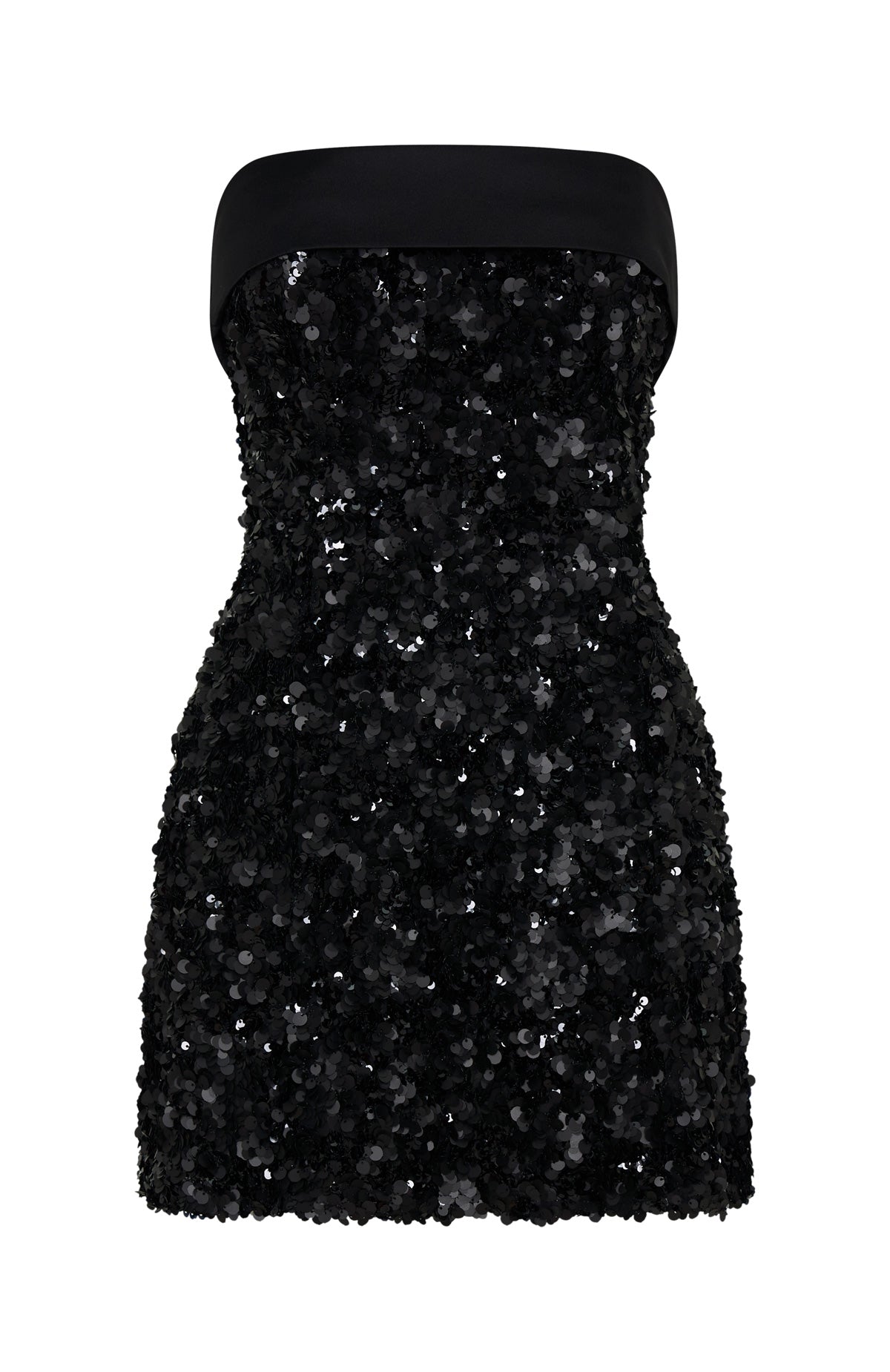 All In Strapless Sequin Mini Dress Black