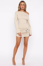 All Over You Long Sleeve Mini Dress Oat