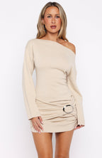 All Over You Long Sleeve Mini Dress Oat