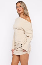 All Over You Long Sleeve Mini Dress Oat