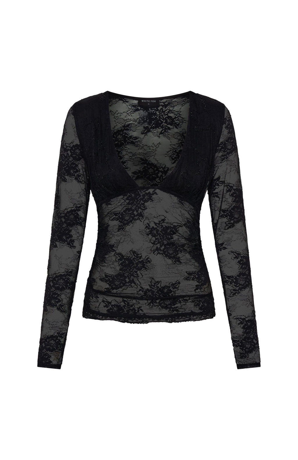 Always Stay Embellished Lace Long Sleeve Top Black