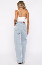 Always With Me High Rise Straight Leg Jeans Mid Blue