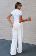 Amira Mid Rise Wide Leg Jeans White/Cream