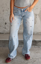 Athina Low Rise Wide Leg Jeans Light Blue