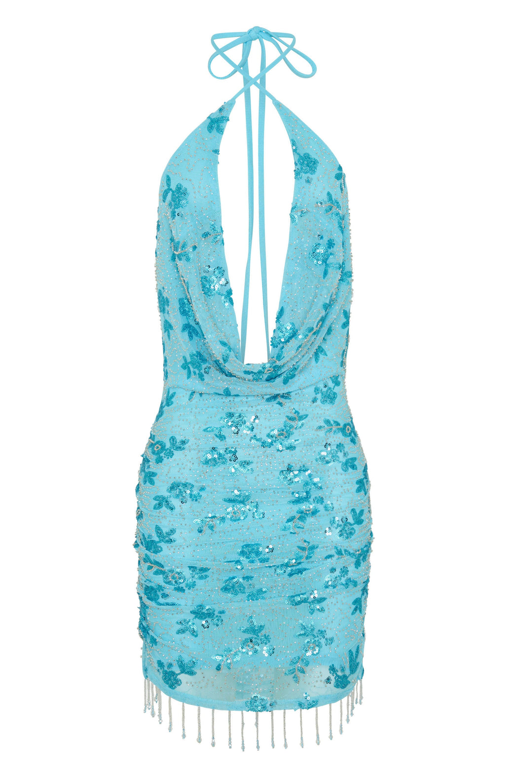 Barcelona Dreams Beaded Mini Dress Baby Blue