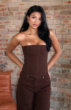 Be Mine Forever Denim Bustier Chocolate Wash