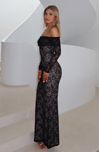 Be My Peace Lace Long Sleeve Maxi Dress Black