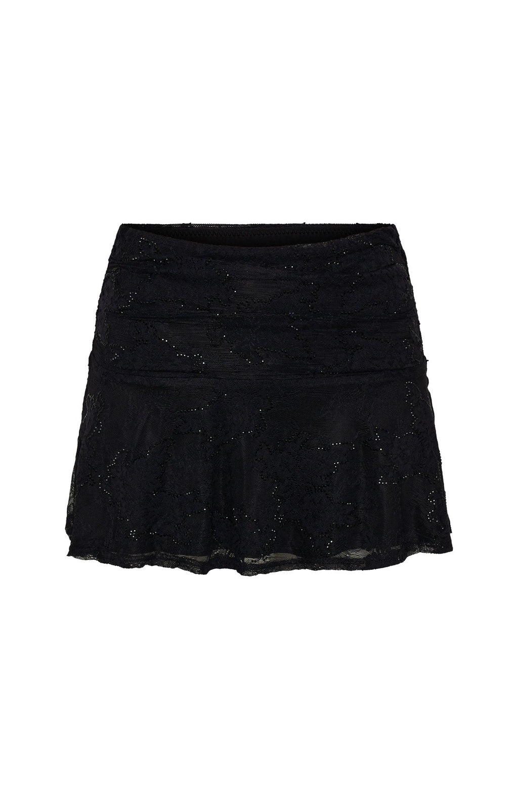 Be Our Guest Embellished Lace Mini Skirt Black