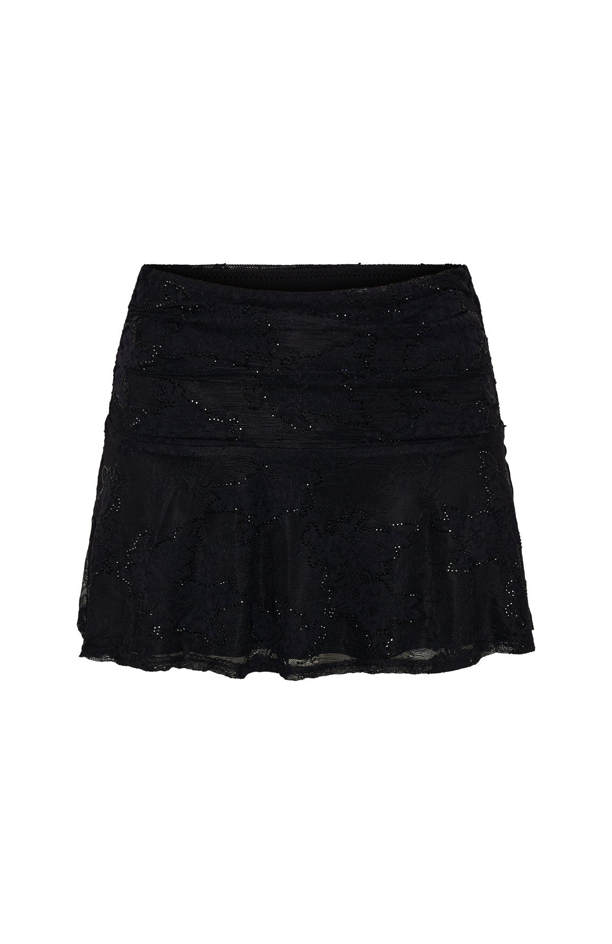 Be Our Guest Embellished Lace Mini Skirt Black