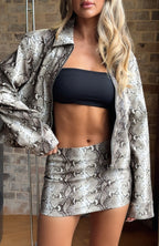 Beautiful Escape Pu Mini Skirt Tan Snake