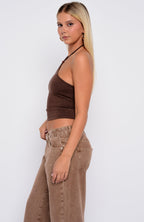 Better Perspective Knit Halter Top Bronze
