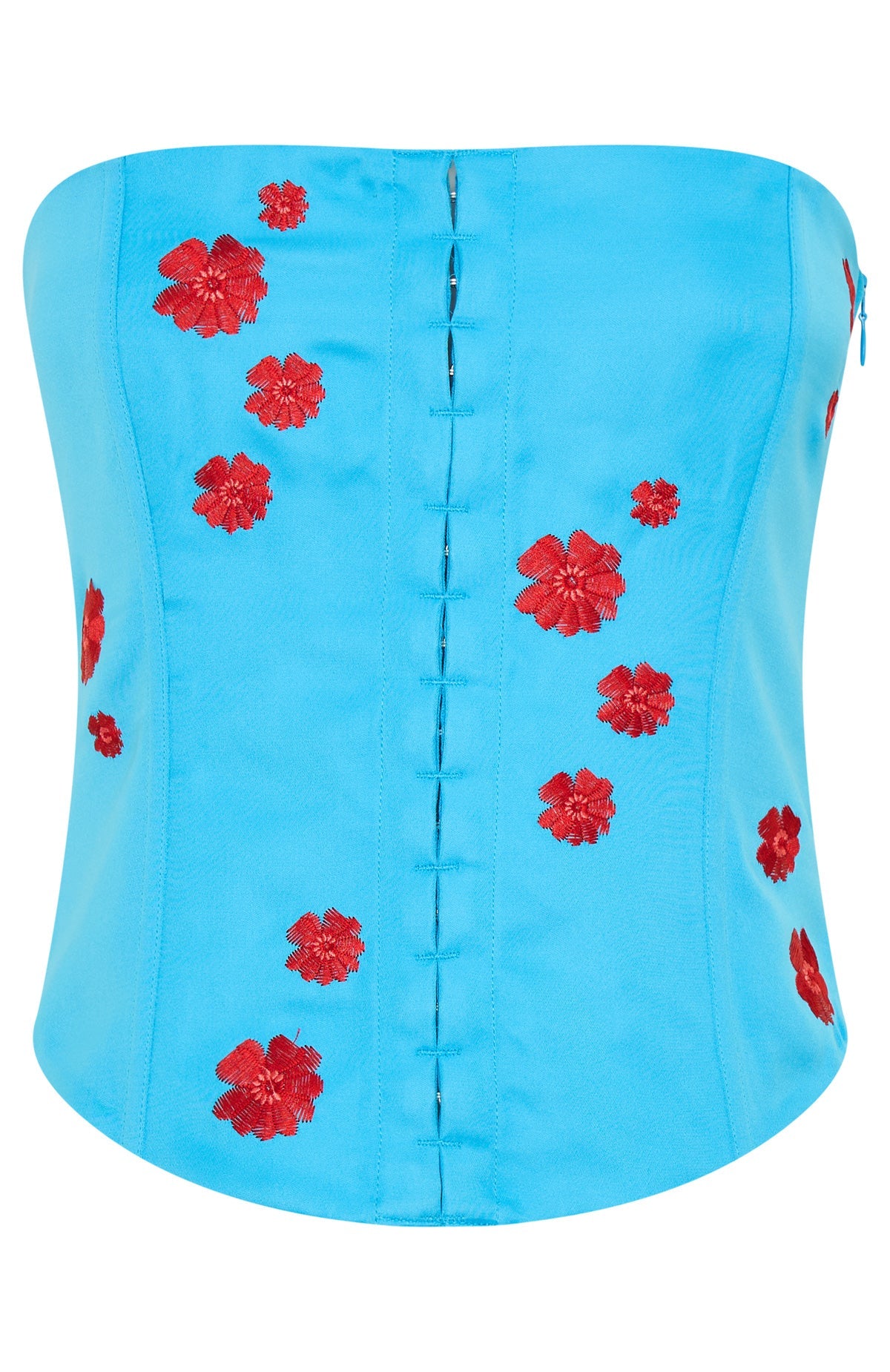 Beyond Me Strapless Embroidered Bustier Blue