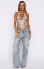 Bless Your Heart Embellished Bustier Champagne