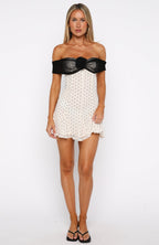 Bliss Mode Mini Dress Cream/Black Polka Dot