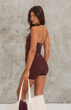 Keep Up High Waisted Shorts 4 Dark Chocolate