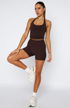 Keep Up High Waisted Shorts 4 Dark Chocolate