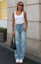Bring The Style High Rise Wide Leg Jeans Light Blue