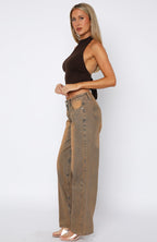 Bring The Style Low Rise Wide Leg Jeans Clay