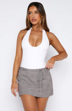 Business Per Usual Mini Skirt Grey
