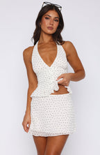 Busy Getting Money Mini Skirt White Polka Dot