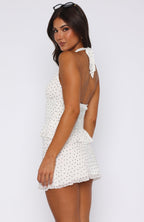 Busy Getting Money Halter Top White Polka Dot