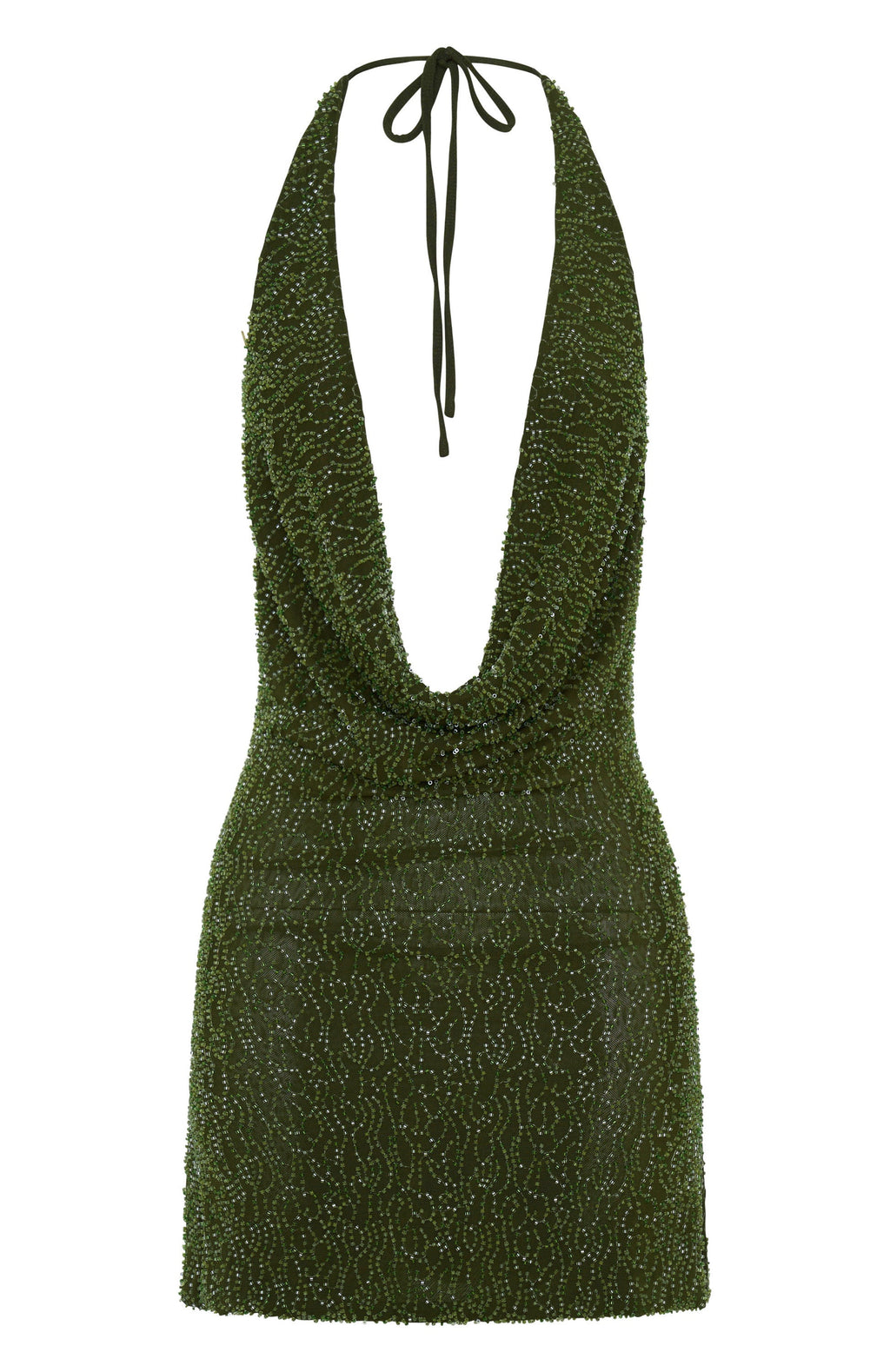 By Candlelight Beaded Mini Dress Deep Olive