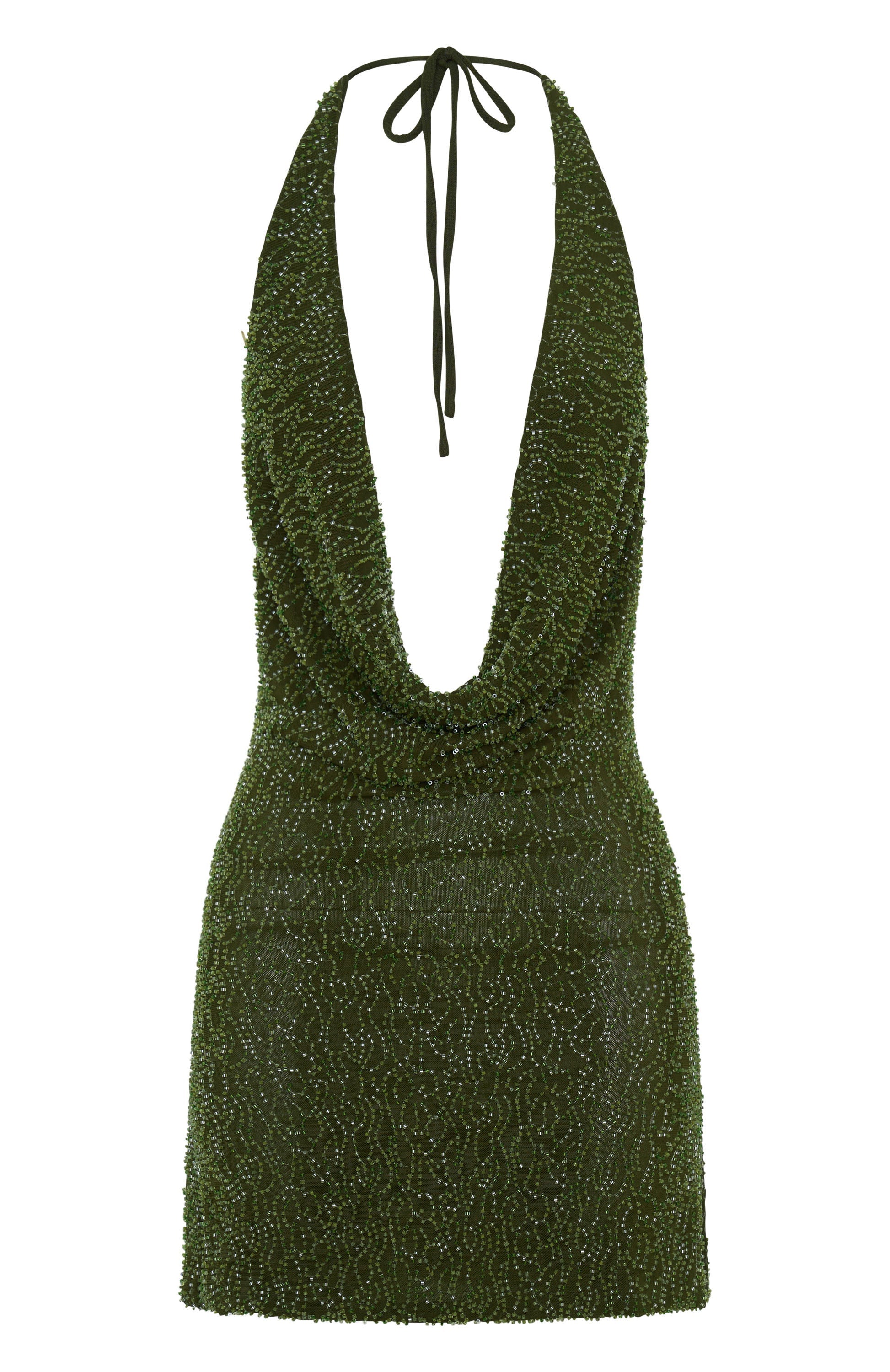 By Candlelight Beaded Mini Dress Deep Olive