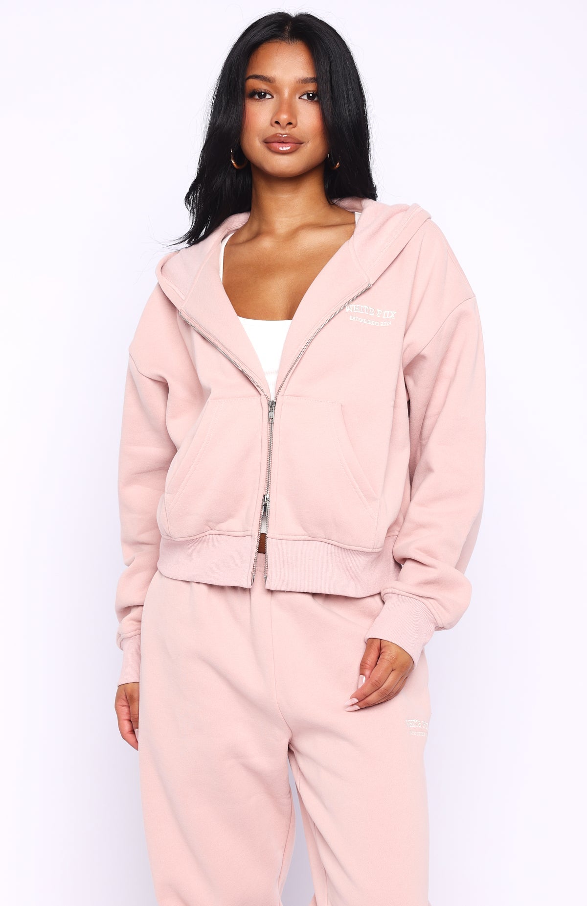 Can't Miss It Boxy Zip Front Hoodie Dusty Pink