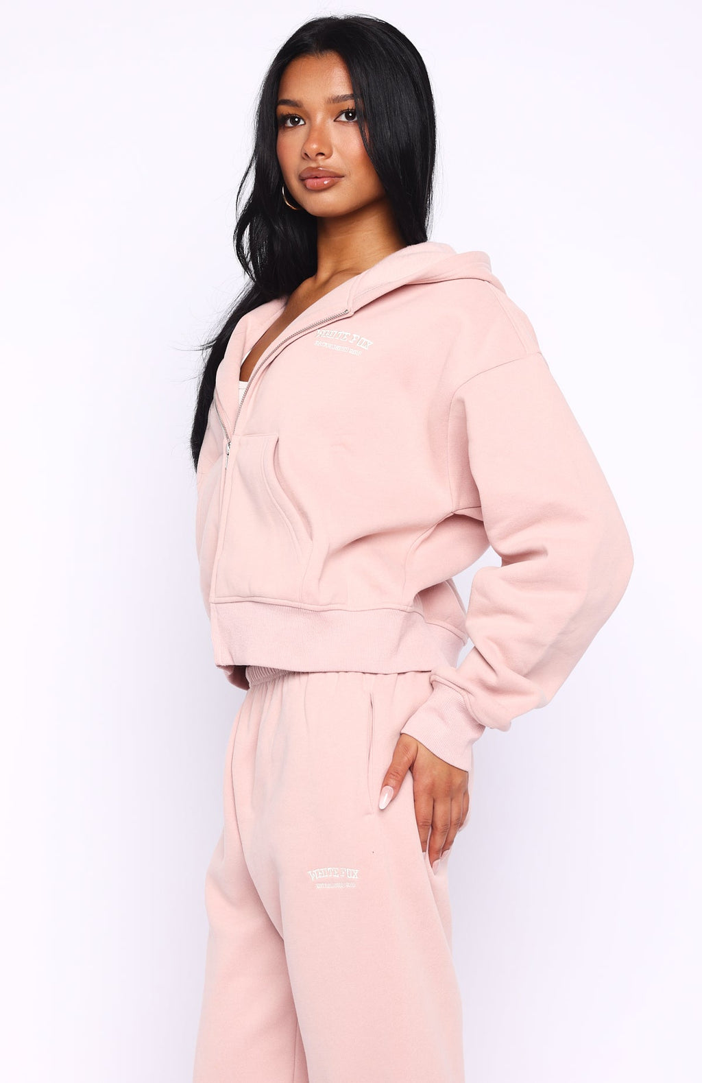Can't Miss It Boxy Zip Front Hoodie Dusty Pink