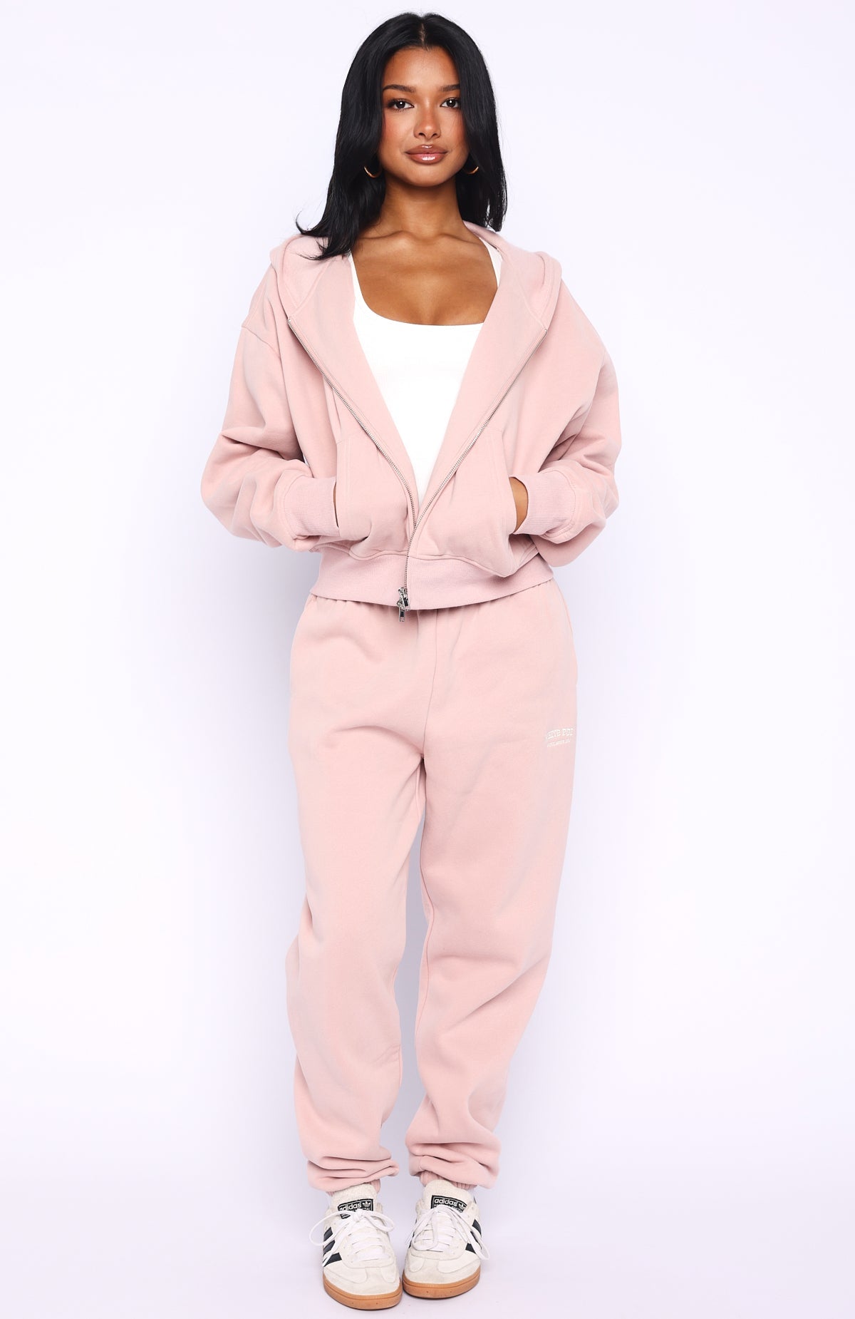 Can't Miss It Boxy Zip Front Hoodie Dusty Pink