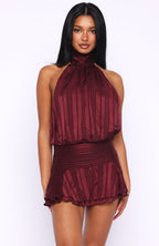 Captivate My Focus Mini Dress Wine