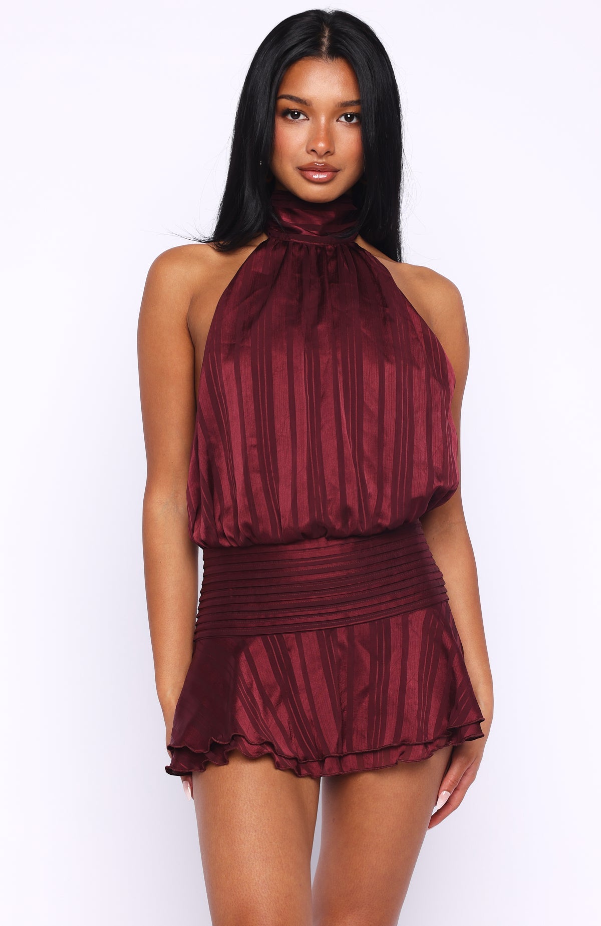 Captivate My Focus Mini Dress Wine
