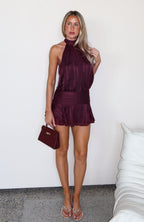 Captivate My Focus Mini Dress Wine