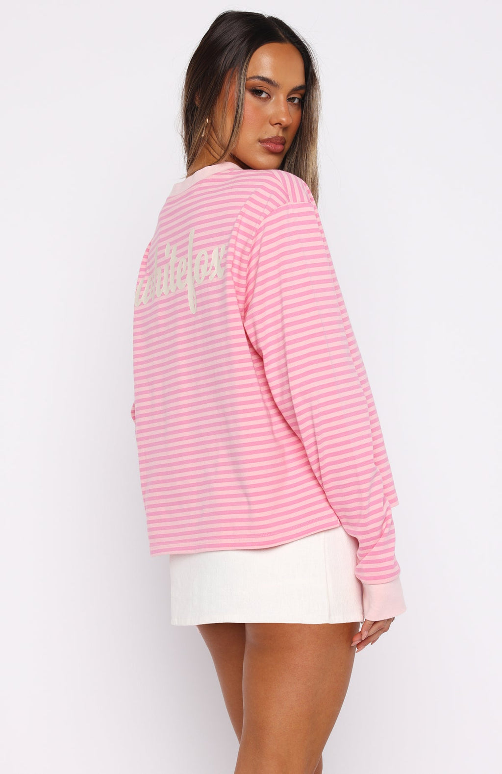 Catch The Drift Long Sleeve Tee Dark Pink/Light Pink Stripe