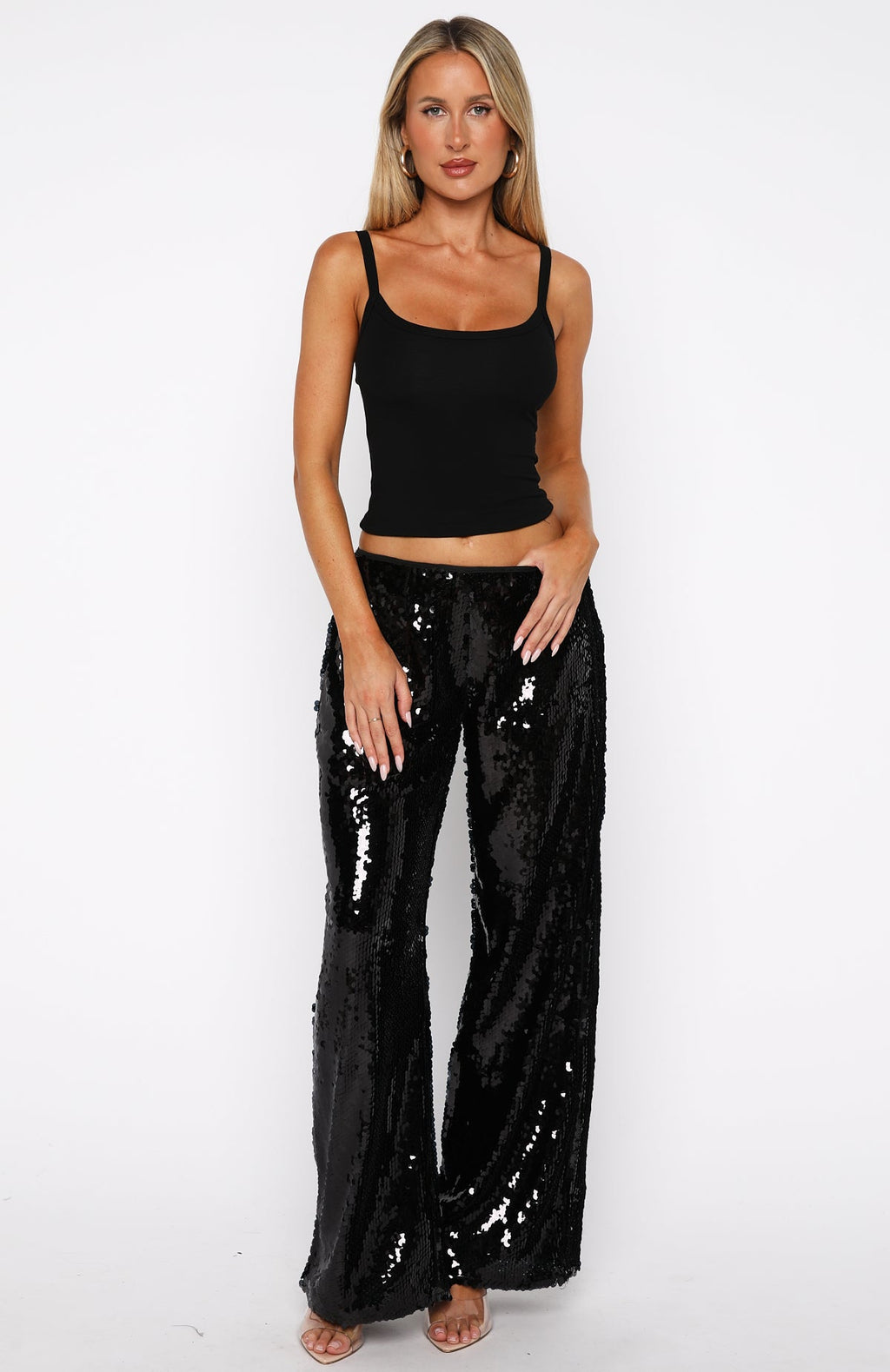 Caught Up In It Sequin Pants Black