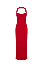 Champagne High Halter Maxi Dress Red
