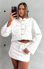 Charlotte Denim Mini Skirt Off White