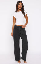 Clarissa Low Rise Wide Leg Jeans Black Acid