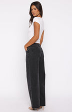Clarissa Low Rise Wide Leg Jeans Black Acid