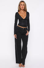 Clear As Day Long Sleeve Top Black/White Polka Dot