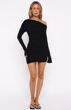Close To You Long Sleeve Mini Dress Black