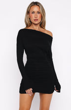Close To You Long Sleeve Mini Dress Black
