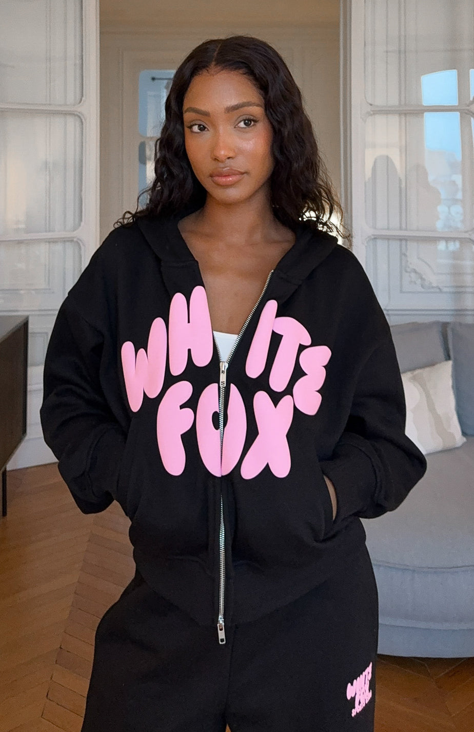 Club 14 Allie Boxy Zip Front Hoodie Black