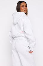 Club 14 Allie Boxy Zip Front Hoodie Grey Marle