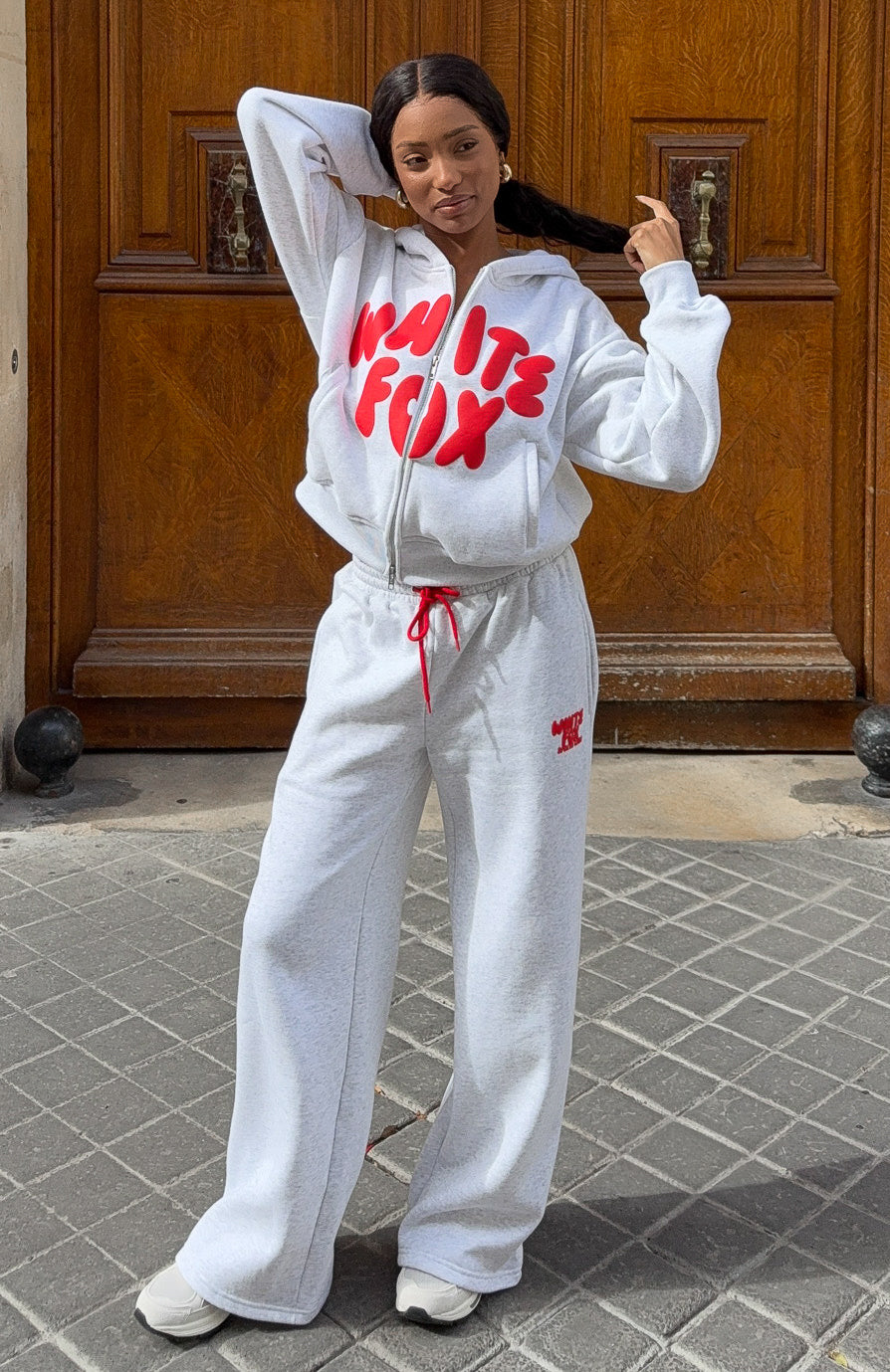 Club 14 Allie Wide Leg Sweatpants Grey Marle