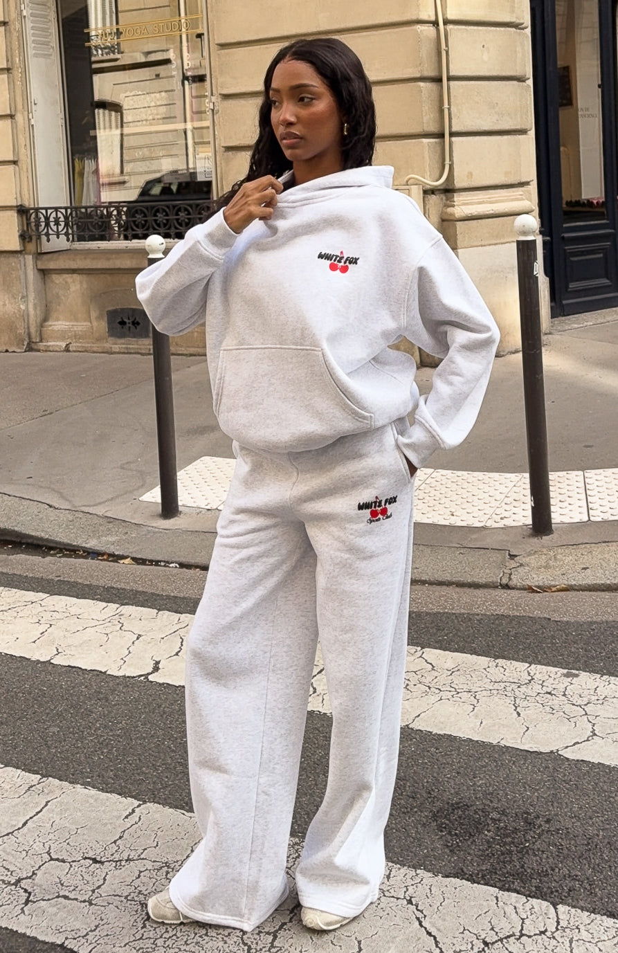 Club 14 Cassie Wide Leg Sweatpants Grey Marle